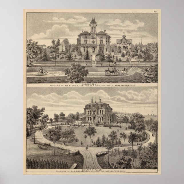 Evergreen und Guilford Place, Minnesota Poster (Vorne)