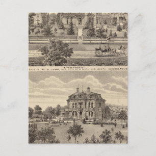 Evergreen und Guilford Place, Minnesota Postkarte