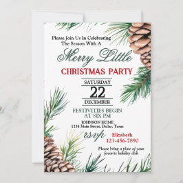Evergreen und Pinecone Weihnachten Party Einladung