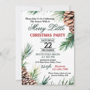 Evergreen und Pinecone Weihnachten Party Einladung