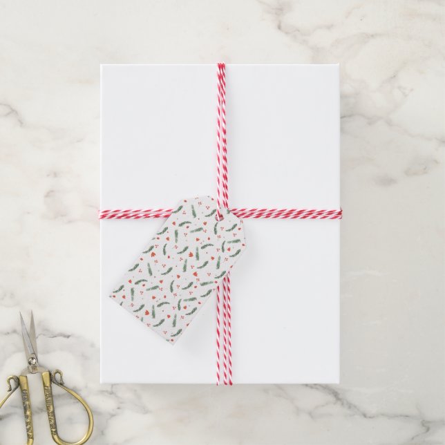 Evergreen und Red Holiday Geschenkanhänger (Mit Garn)