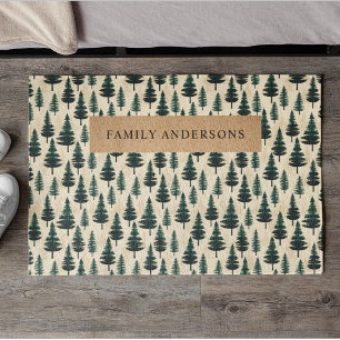Evergreen Vintag Pine in Dark Green und Beige Fußmatte