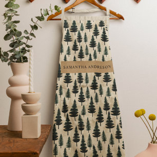 Evergreen Vintag Pine in Dark Green und Beige Schürze