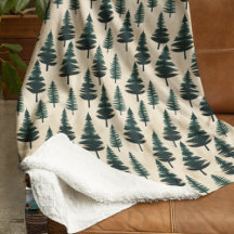 Evergreen Vintage Pine in Dark Green and Beige 