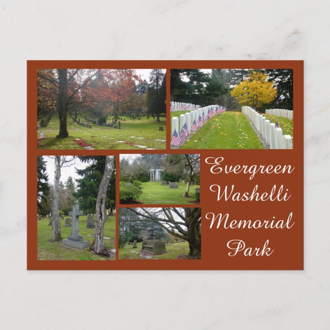Evergreen Washelli Friedhof Collage Postkarte (Vorderseite)