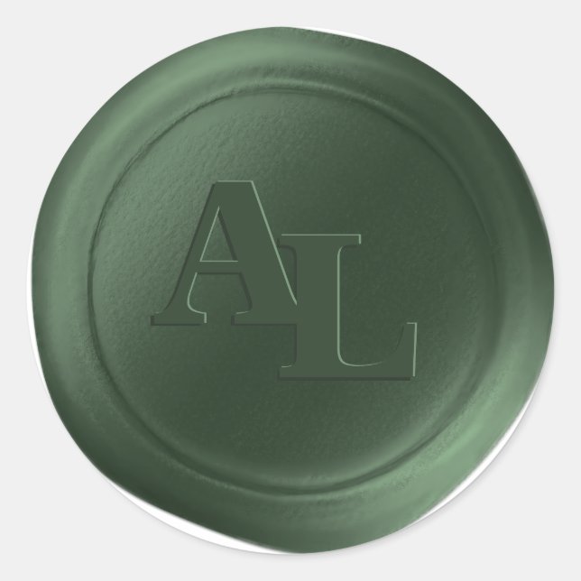 Evergreen Wax Siegel Monogram Wedding Stickers (Vorderseite)
