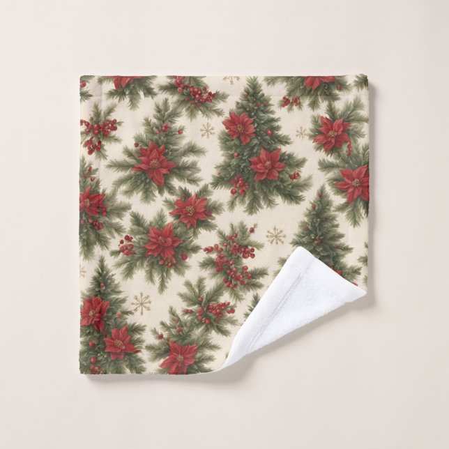 Evergreen Weihnachtskleid Handtuch Badhandtuch Set (Waschlappen)