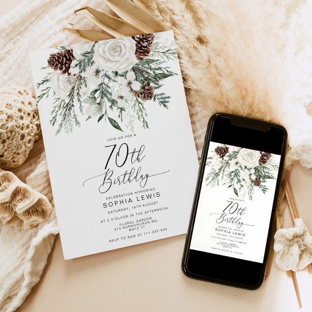 Evergreen Winter 70. Geburtstagsfeier Einladung (Von Creator hochgeladen)
