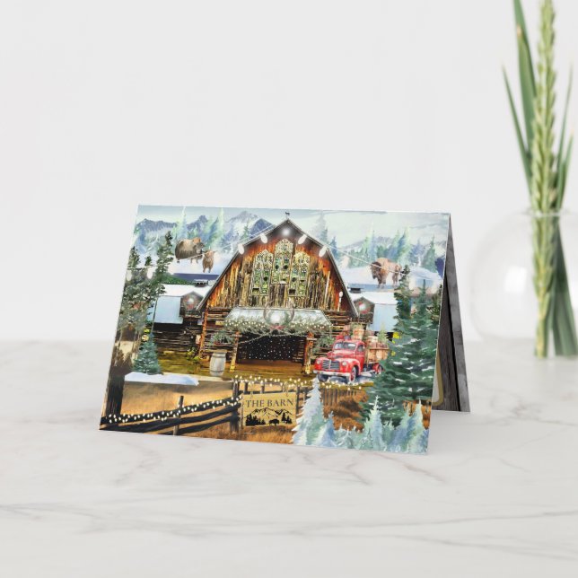 Evergreen Winter Barn Vielen Dank Card 5"x7" Dankeskarte (Vorderseite)