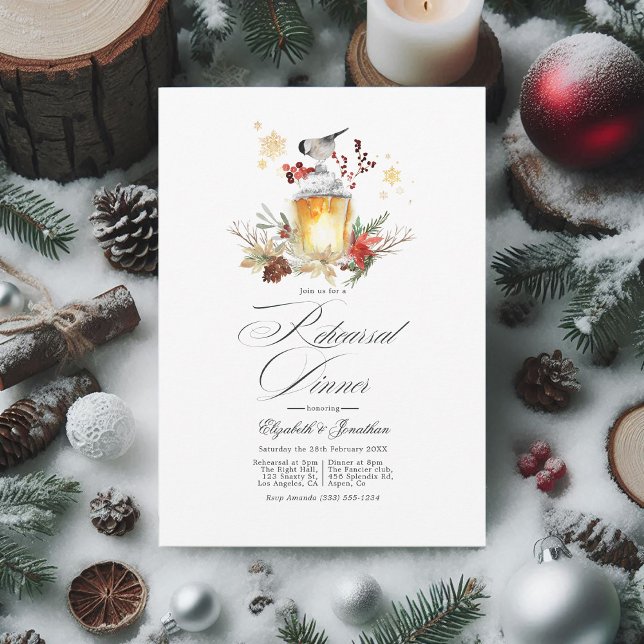 Evergreen Winter Pine Hochzeitsdinner Probe Einladung (Evergreen Winter Pine Wedding Rehearsal Dinner Invitation)