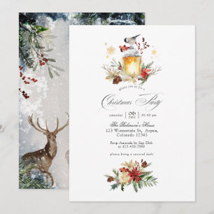 Evergreen - Wintertide Woodland Weihnachts-Party Einladung