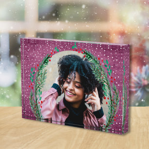 Evergreen Wreath zu Lila Weihnachten Fotoblock