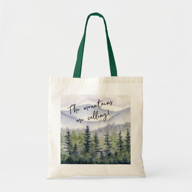 Evergreens and Mountain Tote Bag Tragetasche (Vorne)