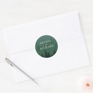 Evergreens Forest Dark Green Wedding Umschlag Aufk Runder Aufkleber