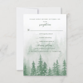 Evergreens im Fog Forest in Green Wedding RSVP Karte