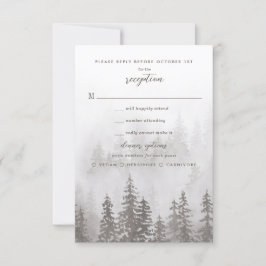 Evergreens im Fog Forest in Grey Wedding RSVP Karte