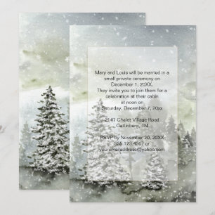 Evergreens Snow Mountains Empfang nur Hochzeit Einladung