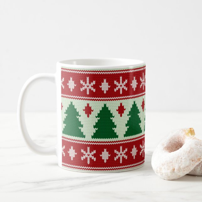 Evergreens & Snowflakes Knit Kaffeetasse (Mit Donut)