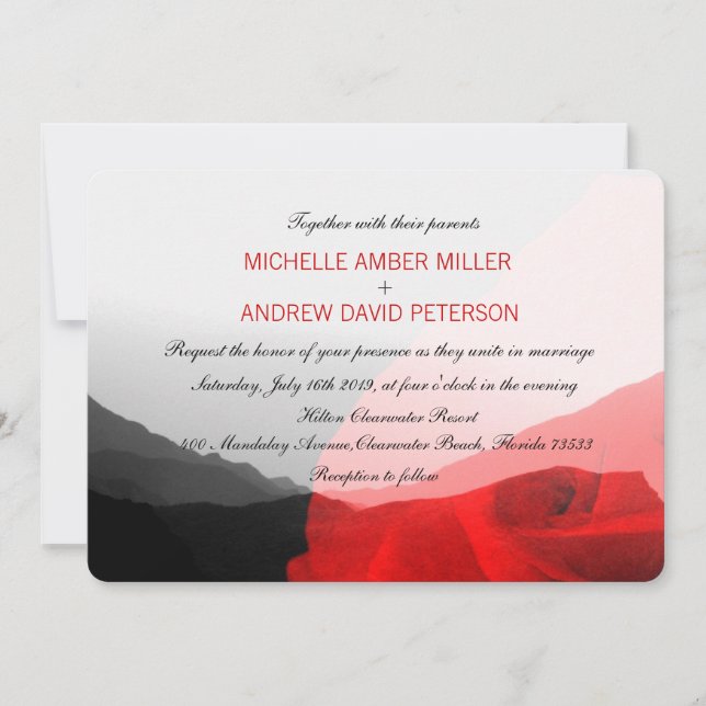 Everlasting Liebe/Mountain Range Rote Rose Hochzei Einladung (Vorderseite)