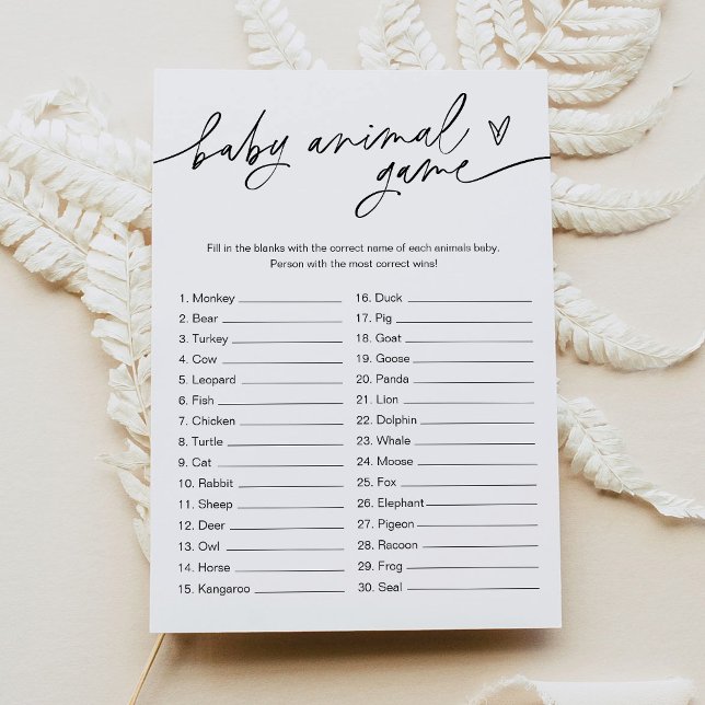 EVERLEIGH Baby Animal Game Minimalistisch Baby Dus Einladung (Von Creator hochgeladen)