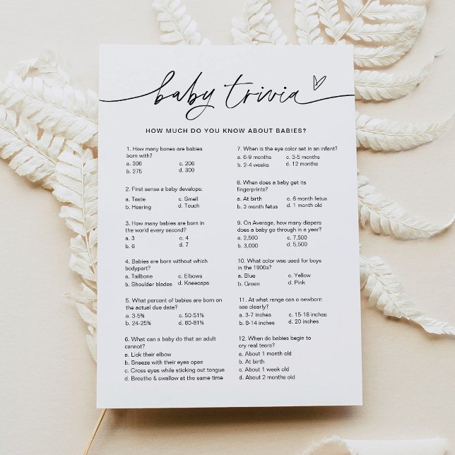 EVERLEIGH Baby Trivia Baby Duschkarte Einladung (Von Creator hochgeladen)