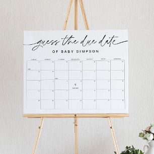 EVERLEIGH Guess Due Date Baby Shower Game 16x20 Poster