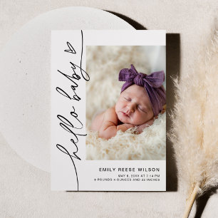 EVERLEIGH Minimalistisch Baby Birth Ankündigung