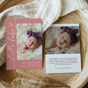 EVERLEIGH Minimalistisch Baby Girl Geburtserklärun Einladung