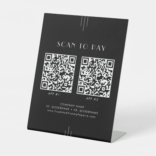 EVERLY Art Deco Black Business 2 Apps Scan To Pay Sockelschild (Vorderseite)