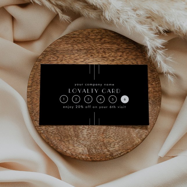 EVERLY Art Deco Black Business Reward 6 Punch Treuekarte (EVERLY Art Deco Black Business Reward 6 Punch Loyalty Card)