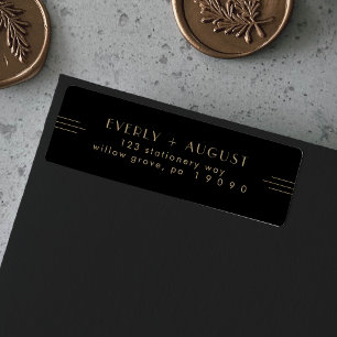 EVERLY Art Deco Black Gold Rücksendeadressen-Aufkl