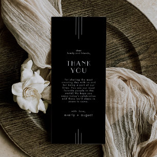 EVERLY Art Deco Black Wedding Table Danke Karte
