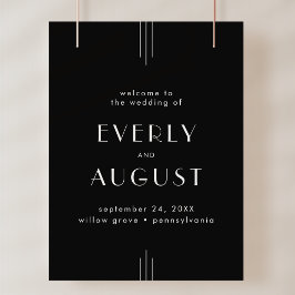 EVERLY Art Deco Black Wedding Welcome Sign Poster