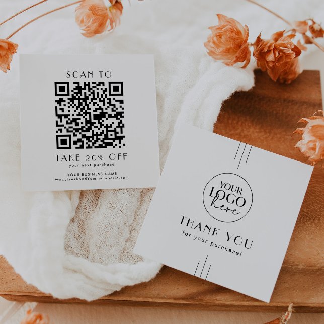 EVERLY Art Deco Business Logo QR-Code Danke Rabattkarte (EVERLY Art Deco Business Logo QR Code Thank You Discount Card)