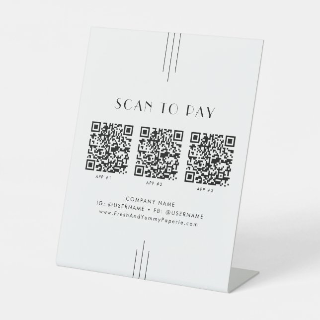 EVERLY Art Deco Business QR Code Scan To Pay Sockelschild (Vorderseite)