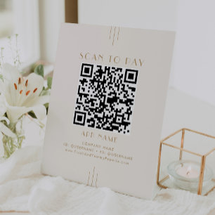 EVERLY Art Deco Creme Gold Geschäft Scan zum Bezah Sockelschild