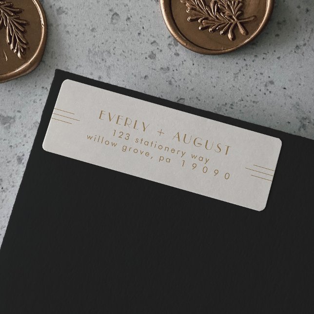 EVERLY Art Deco Creme Gold Rücksendeadressen-Aufkl (EVERLY Art Deco Cream Gold Return Address Labels)