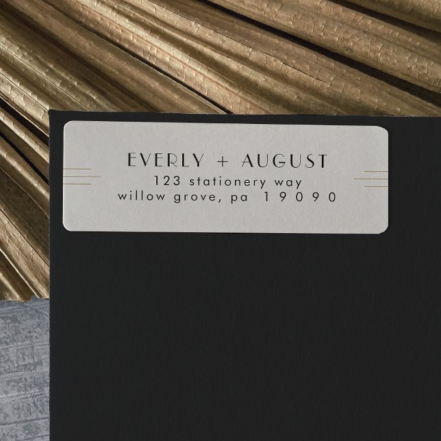 EVERLY Art Deco Elfenbeinschwarze Rücksendeadresse (EVERLY Art Deco Ivory Black Return Address Labels)