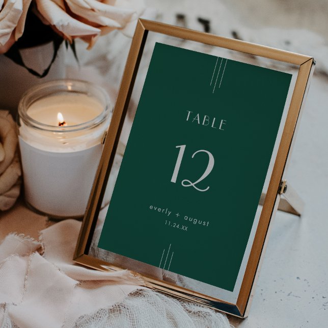 EVERLY Art Deco Emerald Wedding Table Numbers Einladung (EVERLY Art Deco Emerald Wedding Table Numbers)