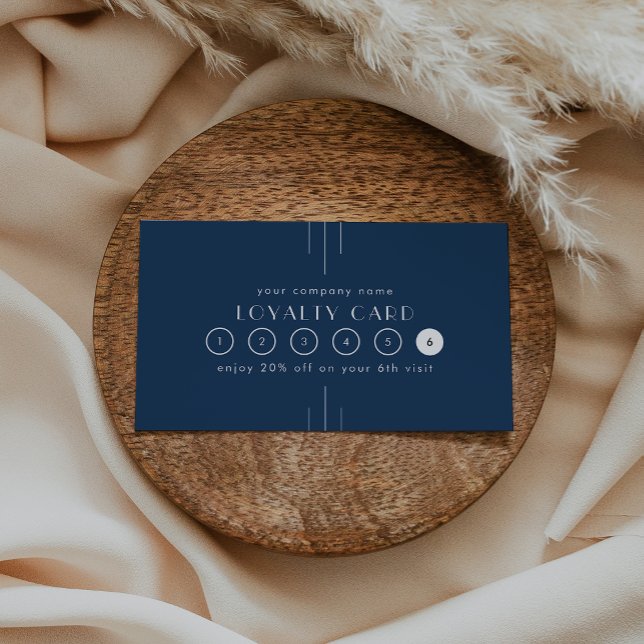 EVERLY Art Deco Navy Blue Business Reward 6 Punch Treuekarte (EVERLY Art Deco Navy Blue Business Reward 6 Punch Loyalty Card)