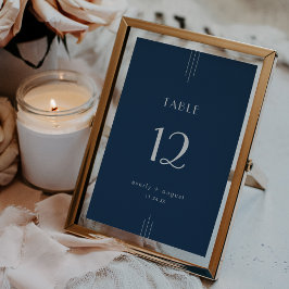 EVERLY Art Deco Navy Blue Wedding Table Numbers Einladung