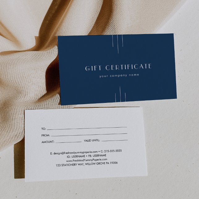 EVERLY Art Deco Navy Geschäft Geschenkgutschein (EVERLY Art Deco Navy Business Gift Certificate)