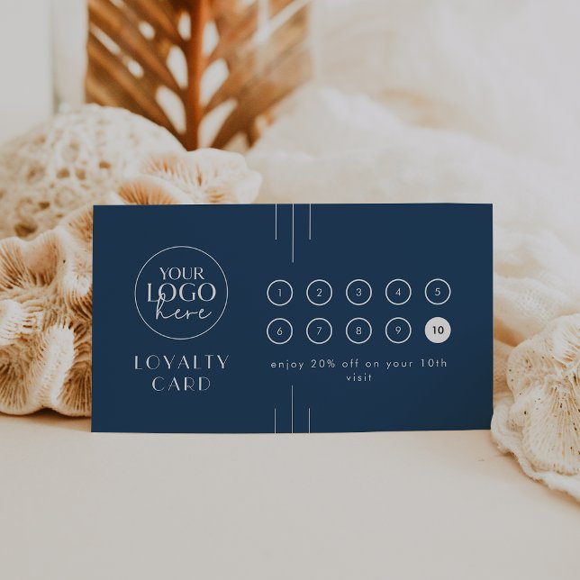 EVERLY Art Deco Navy Logo Business Reward 10 Punch Treuekarte (EVERLY Art Deco Navy Logo Business Reward 10 Punch Loyalty Card)