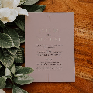 EVERLY Art Déco Rosa Rosa Rosengarten Hochzeit Folieneinladung