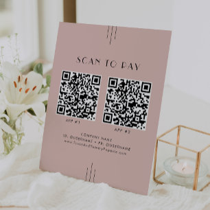 EVERLY Art Deco Röten Geschäfts-2-Apps-Scan-to-Pay Sockelschild