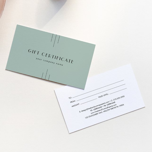 EVERLY Art Deco Sage Business Gift Certificate (EVERLY Art Deco Sage Business Gift Certificate)