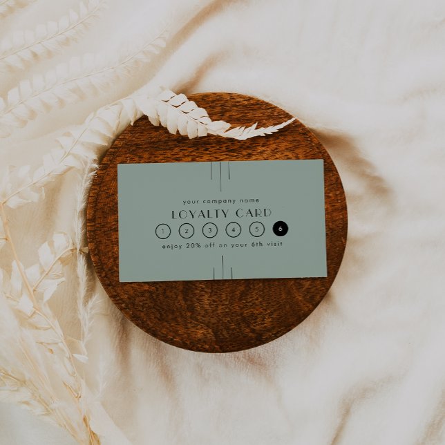 EVERLY Art Deco Sage Green Business Reward 6 Punch Treuekarte (EVERLY Art Deco Sage Green Business Reward 6 Punch Loyalty Card)