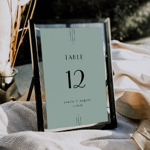 EVERLY Art Deco Sage Green Wedding Tischnummern