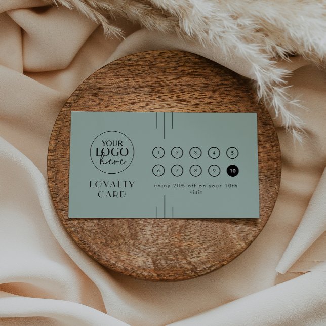 EVERLY Art Deco Sage Logo Business Reward 10 Punch Treuekarte (EVERLY Art Deco Sage Logo Business Reward 10 Punch Loyalty Card)