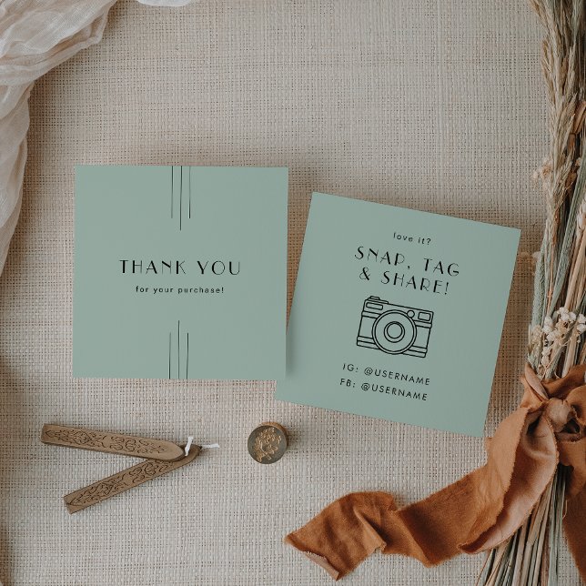 EVERLY Art Deco Salbei Snap Tag Danke (EVERLY Art Deco Sage Snap Tag Share Thank You)